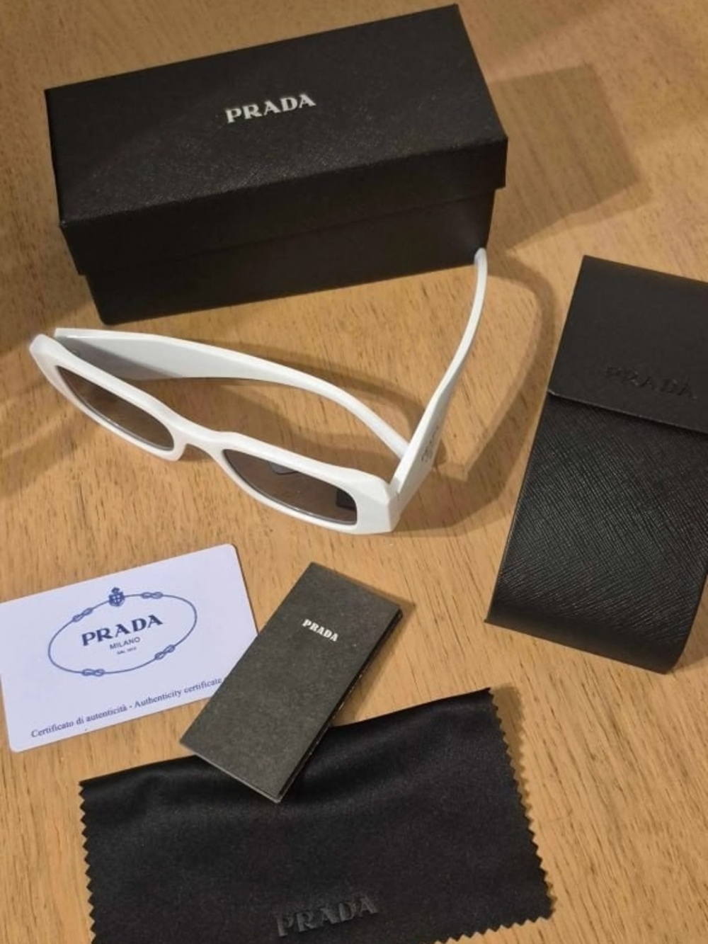 Prada White Rectangular Frame Sunglasses for Women